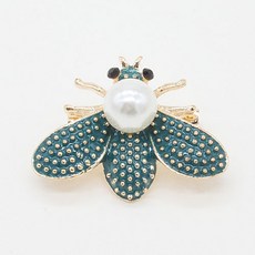 鑲鑽寶石時尚蜜蜂胸針, 金綠色, 1個