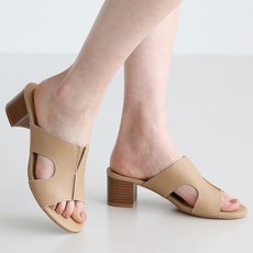 dangolunni 女款牛皮腳舒適鬆緊穆勒鞋 5cm Santana拖鞋, 淺褐色, 230