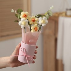 생활의지혜 뜨개실 조명 꽃다발 장식, 옐로우, 1개