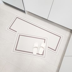 Ju and Ji 柔軟矽藻土防滑廚房浴室地墊2件組, 方形