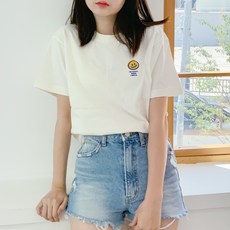 HumbleStudio 女款透氣微笑圖案17支棉短袖T恤 KK_27_085