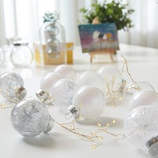 HOUSENSE 聖誕節裝飾品 裝飾球 透明珠光白球 24入組, 混合色, 8cm, 1套