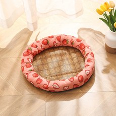 Mompis 寵物防暑圓形涼感坐墊, 草莓, 1個