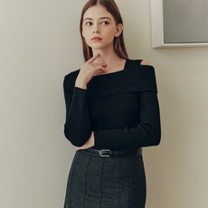 ZERO STREET 女款素色不平衡露肩毛衣