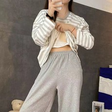 엘쏘 여성용 브라패드 내장 라운지 홈웨어 상하의 세트