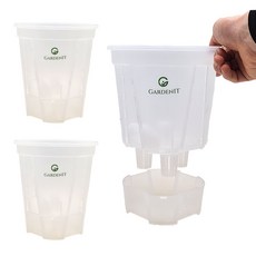 Gardenit 狹縫自動吸水花盆 + 托盤組, 3套, 半透明