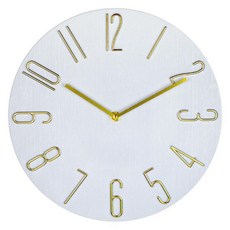 Couselect 北歐簡約掛鐘 30cm 靜音石英鐘 客廳臥室掛牆時鐘 現代家用裝飾時鐘, 極簡白金色