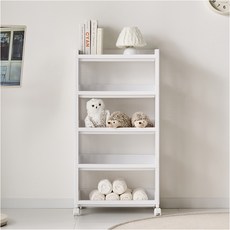 Nemota移動式手推車縫隙洗衣間收納架5層, 1個, 白色