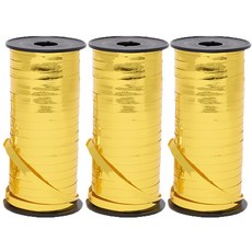 joyparty 捲邊緞帶 90m, 金屬金, 3個