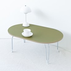 에스앤디자인 LPM 접이식 거실 라운드 테이블 720 x 480 x 270 mm, 올리브