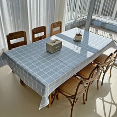쇼니홈리빙 PVC 방수 식탁보, 08 빅체크 블루, 8인용(140 x 280 cm), 1개