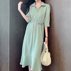 POPLARNC Gloha 翻領連身裙, 綠色