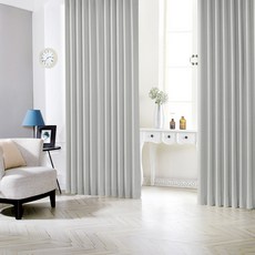 SIWOO DECO 夏洛特穿環式遮光窗簾 2入 + 窗簾綁帶 2入組, 打孔型, 銀灰色