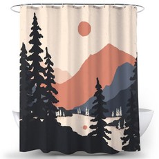 풍경페인팅 샤워커튼 TYPE8 165 x 180 cm, 1개