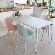 참갤러리 마로니 포세린 세라믹 식탁 + 의자 4p 세트 4인용 방문설치, 화이트마블(식탁), 화이트, 핑크, 그레이, 스카이(의자)
