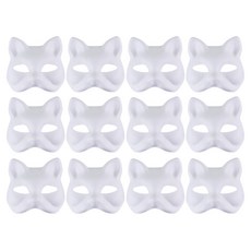 Uniart 紙面具 貓, 白色, 12個