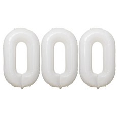 joyparty 銀箔氣球 數字0 大, 白色, 3個