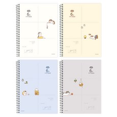 Pinkfoot 6格數學練習本 4件組, 1組, 喵喵 白色 + 黃色 + 藍色 + 灰色