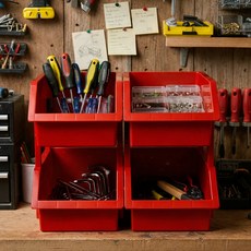 보노하우스 워크박스 부품 공구 수납함 레드, 4개