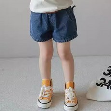 Iyumong 兒童款 Domiel 兔子鬆緊帶短版丹寧褲