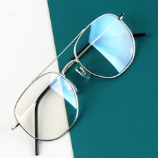 BEIMA 韓國製造 LN11 雙梁飛行員方形β鈦Oversize眼鏡框 ONE(無鏡片) 銀色 +眼鏡盒、眼鏡布套組