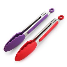 BERinG 矽膠不鏽鋼廚房夾2件組, 紅色, 紫色, 1套