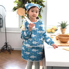 bebe chouette 孩童無袖網眼美術圍裙+袖套+頭巾