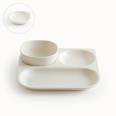 Takgaon 兒童方形三格餐具組 象牙白, 1組, 3件拼盤+飯碗+小盤S
