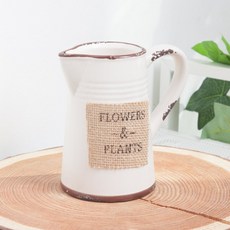 flowertree 可愛牛奶瓶人造花瓶人造花, 白色