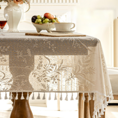 테이아 새로운 가정용 럭셔리 고급 테이블 식탁보, 플라워 베이지, 1개, 85 x 85 cm