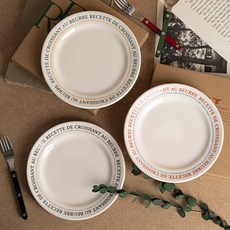 La Céramique Recipe Lettering 復古圓盤3件組, 1套, 深黑色, 辣椒紅, 藍綠色