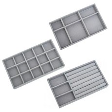 PICKYPICKS 絲絨首飾收納盒收納盒 3件, 1組, 灰色