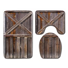 빈티지 나무판자 욕실매트 3종 세트 50 x 80 cm, TYPE1, 1세트