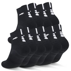 Whitewolf 雙層氣墊運動中筒襪, 黑色, 5個