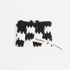 MystiKotita DIY Clara 格紋卡夾 錢包製作 鉤針編織材料包套組, 白色 + 黑色, 1套