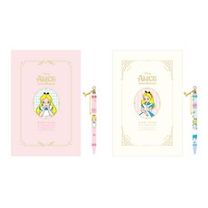 Alice in Wonderland 愛麗絲夢遊仙境 日記本 135 x 195mm 2本 + 圓珠筆 2支, 粉色, 1組