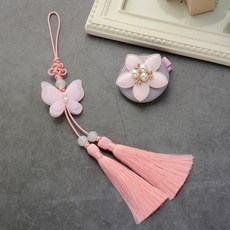 HanNal 女童用Narin韓服髮夾 + 珍珠蝴蝶雙流蘇墜飾組