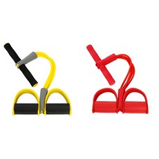 彩色瑜珈帶健身器材伸展踏板彈力帶 2件組, 黃色, 紅色