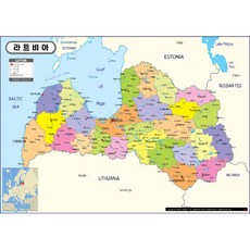 Map.Come 拉脫維亞地圖描邊塗層 110 x 78cm, 1個