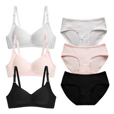 無鋼圈胸罩 3入+內褲 3入