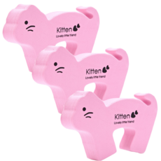 動物造型門墊, 粉紅貓咪款, 3入