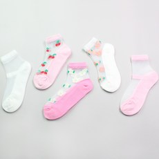 KIDS FUTURE 孩童印花透膚短襪 5雙