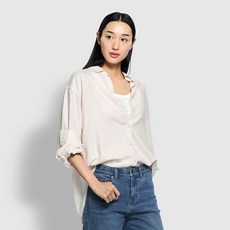 JAJU 女款亞麻混紡長袖襯衫