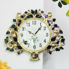 무소음 돈나무 금부엉이 주물 벽시계 HSC-312G, 금색