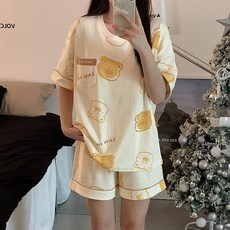 비올라 여성용 면 홈웨어 잠옷 상하의 세트 Vio0014