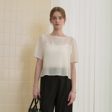 JUCY JUDY 女款皺褶透視雪紡衫 JZBL321H