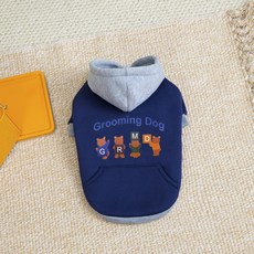 Coco studio 寵物刷毛Coco美容連帽T恤, 1個, 海軍藍