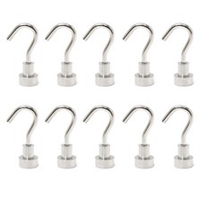 TEAOZ 超強力釹磁鐵掛鉤 10入組, 銀色, 10個