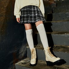 에스핏 체크외주름 스커트