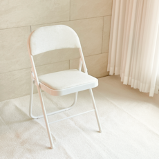 오브민 프리미엄 스틸프레임 패브릭 쿠션 접이식 의자, 아이보리, 1개